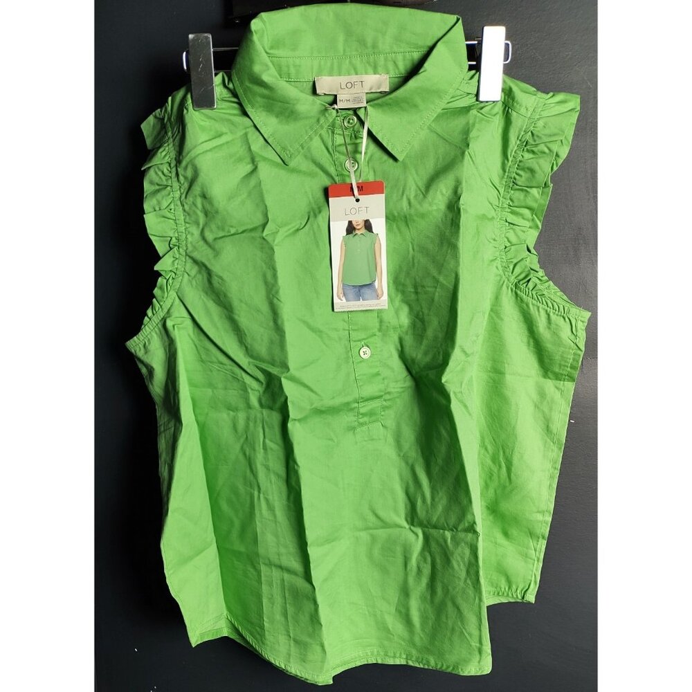 LOFT Green Sleeveless Pullover Blouse Women’s Size M Lightweight Chic Top NWT